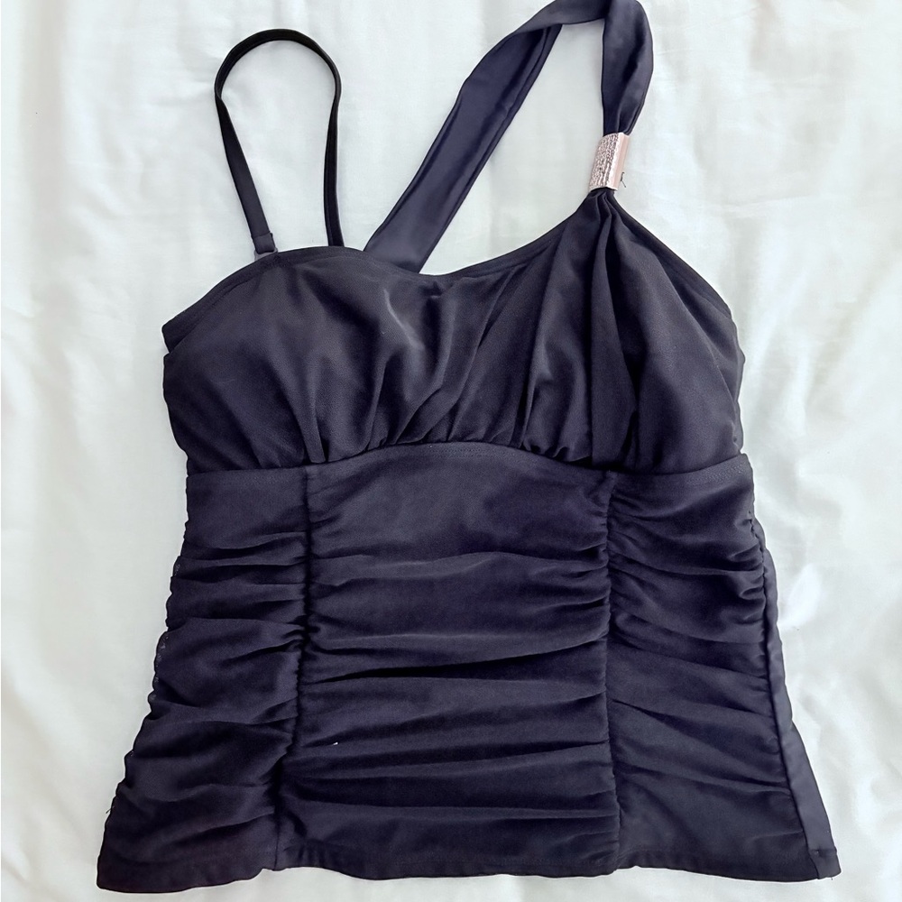 Y2K Black One-Shoulder Top